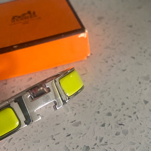 HERMES CLIC CLAC BANGLE SMALLEST SIZE GREEN WHIT PALLADIUM - Picture 2 of 7